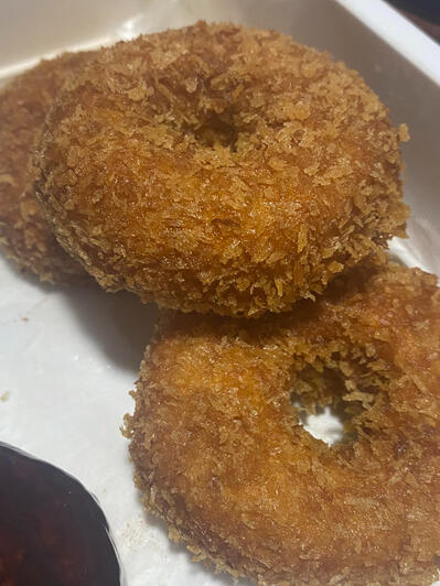 Doughy Creations presents its famous crispy-coated donuts.